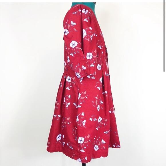 NWT free people Adele tunic midi dress in red floral print - Picture 4 of 11